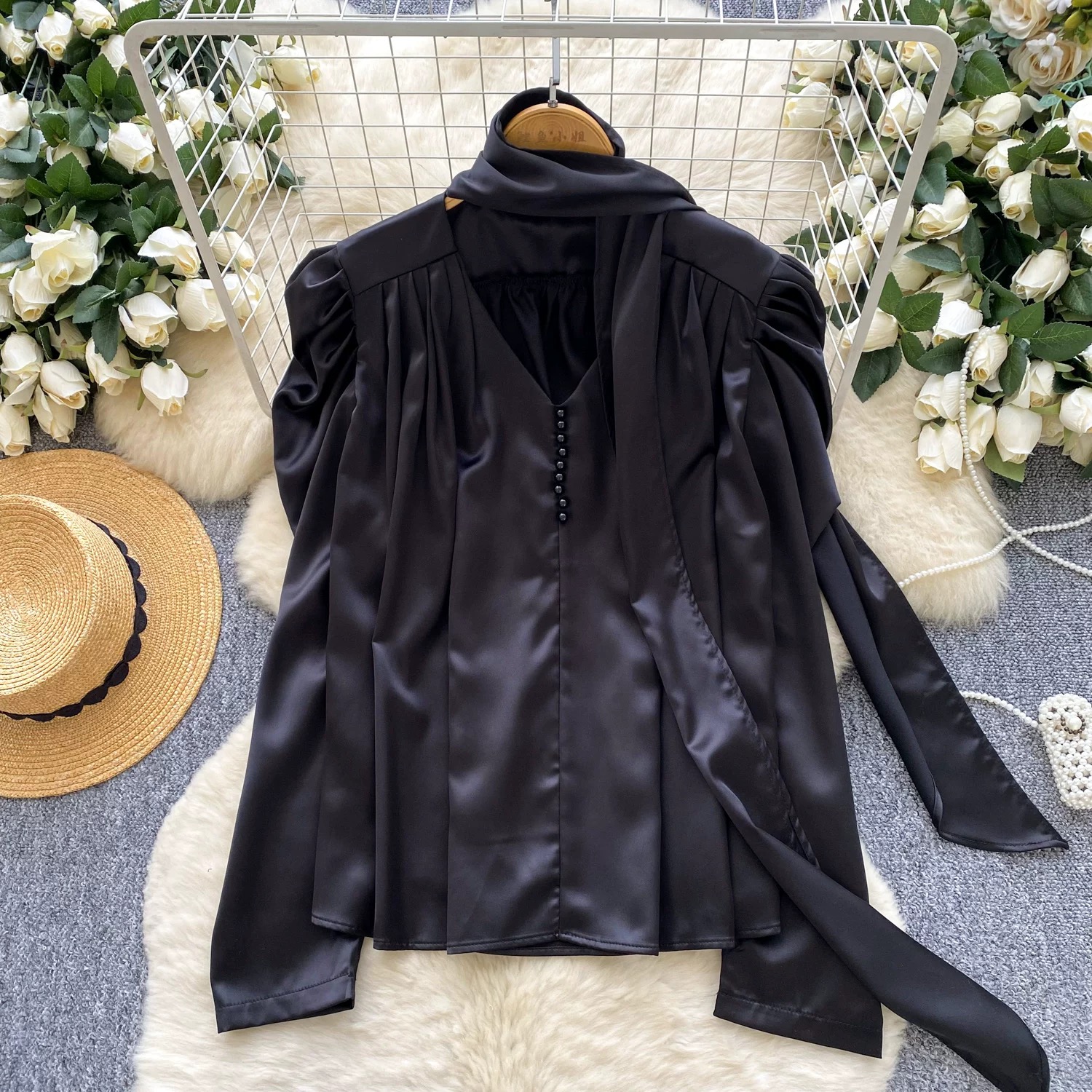 90’s fine silk top FTO351 images